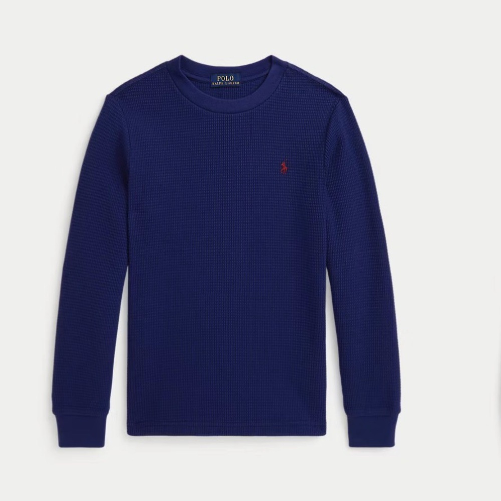 New polo Ralph Lauren big kids Waffle-Knit Cotton Long-Sleeve Tee